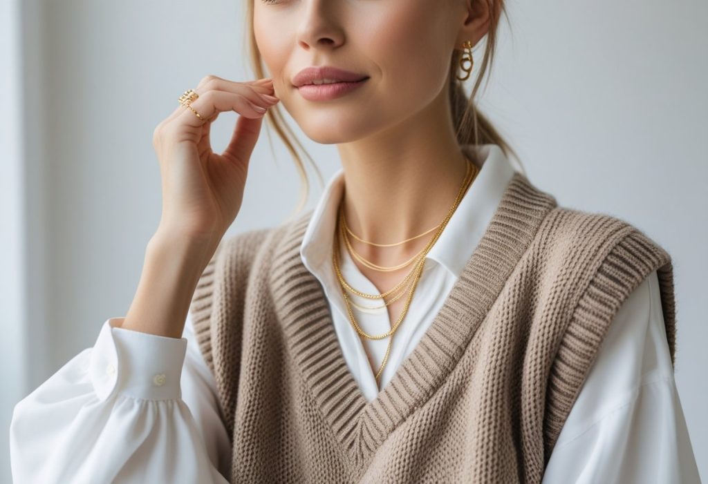 Sådan styler du din strikvest til kvinder med smykker